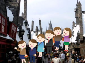 卒業旅行 USJ 行列